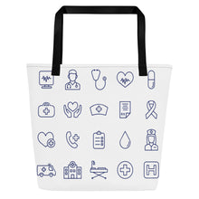 Load image into Gallery viewer, Medical Icons | All-Over Print Large Tote Bag
