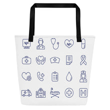 Load image into Gallery viewer, Medical Icons | All-Over Print Large Tote Bag