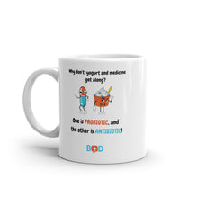 Load image into Gallery viewer, Book Z Doctor ‘Why don’t yogurt and medicine get along? One is probiotic, and the other is antibiotic!’ Ceramic Coffee Mug, Glossy White Tea Cup, Ideal Gift for Thanksgiving, Christmas, and Birthday, 11oz, 15oz
