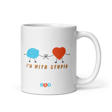 Load image into Gallery viewer, I'm with stupid | White glossy mug