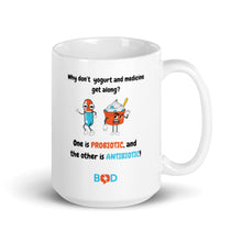 Load image into Gallery viewer, Book Z Doctor ‘Why don’t yogurt and medicine get along? One is probiotic, and the other is antibiotic!’ Ceramic Coffee Mug, Glossy White Tea Cup, Ideal Gift for Thanksgiving, Christmas, and Birthday, 11oz, 15oz