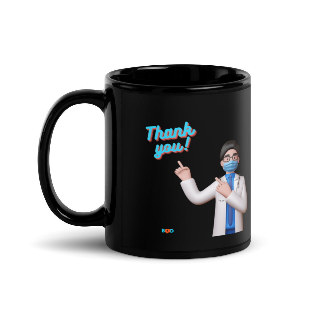 Book Z Doctor ‘Thank you, Doctor’Ceramic Coffee Mug Nurse Care professionals, Glossy and Matte Finish Black Tea Cup, Novelty Cup, Ideal Gift for Healthcare Workers, 11oz, 15oz