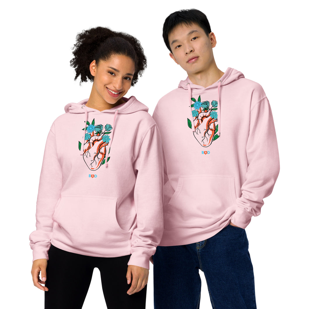 Blossoming Heart | Unisex midweight hoodie